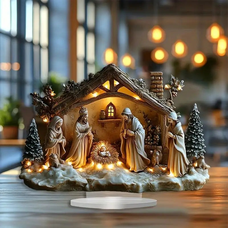 Acrylic Jesus Tree of Life Family Statue Desktop Ornament