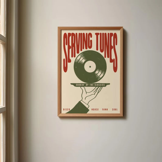 Music Vinyl Illustration Record Disco And House Wall Art Print Canvas Painting Poster Picture For Living Room,Bedroom Home Decor Peaceful Pleasures Health and Wellness G3617 40x50cm Black Frame