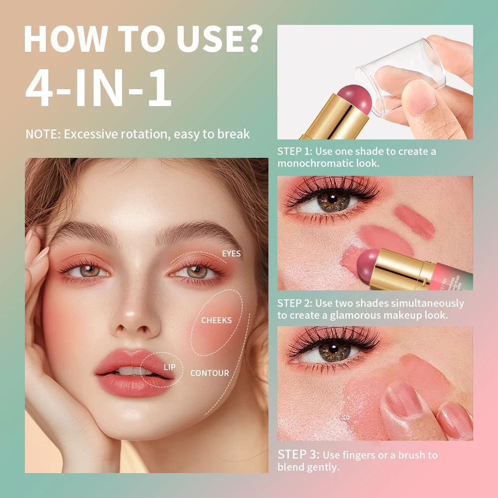 Butter Glow & Go Multiuse Stick Double-Headed Bronzer Blush Stick for Cheeks Contours Light Glossy Bronze&Pink Blusher Cosmetics Peaceful Pleasures Health and Wellness