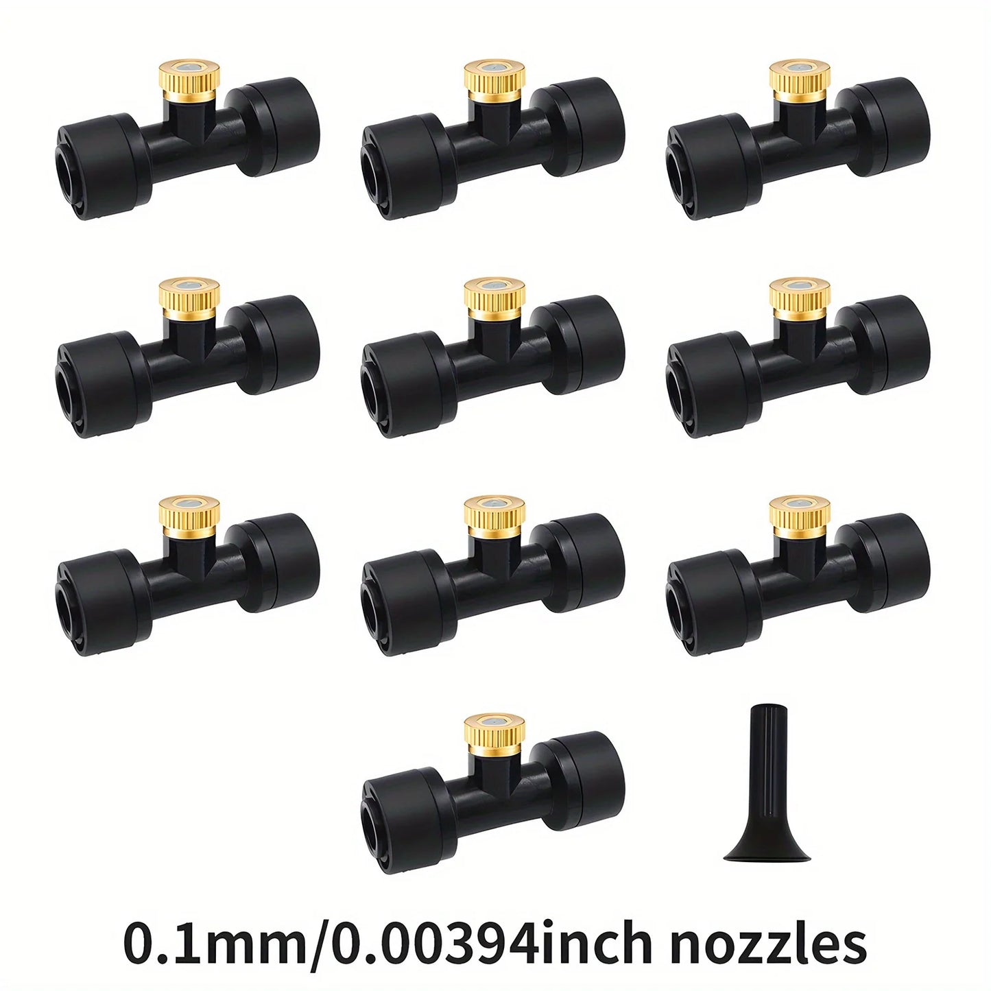 10Pcs lot Misting Fog Nozzles with Quick Access Tee Connector Garden Landscaping Irrigation Sprayers Peaceful Pleasures Health and Wellness 10pcs 0.1mm black