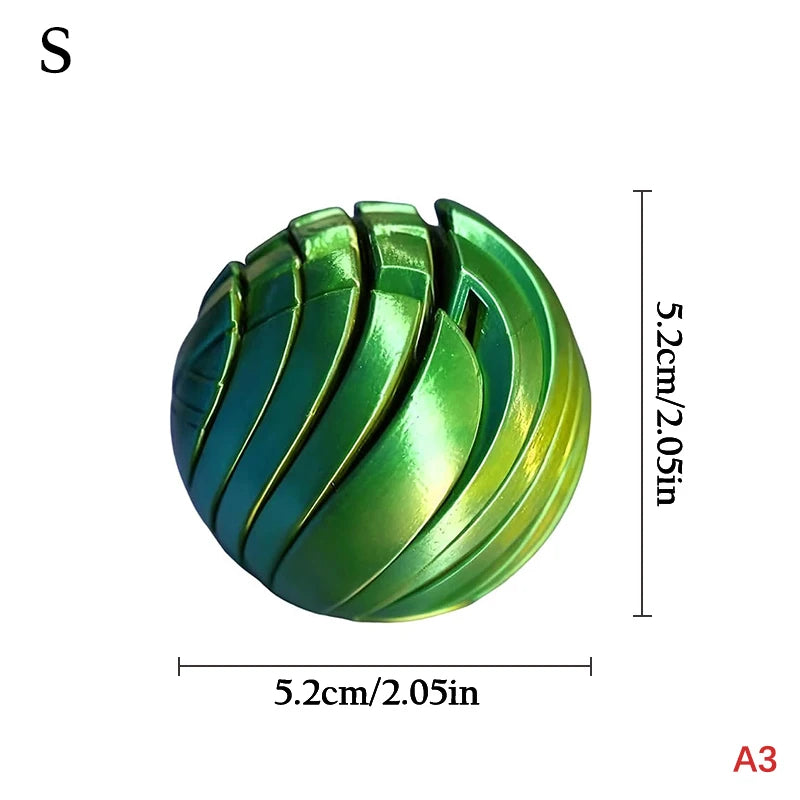 Slime Ball Fidget Toy 3D Printed Twistsphere Fidget Toy Gear Liquid Flow Ball With Rotating Design Anxiety Relief Toys For Offic Peaceful Pleasures Health and Wellness A3