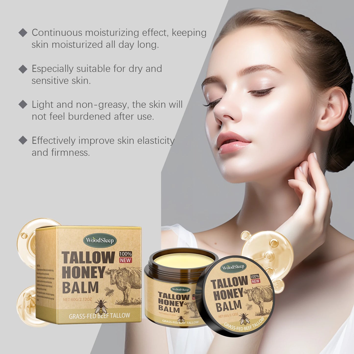 Tallow & Honey Facial Moisturizer Cream | Deep Hydration 60g
