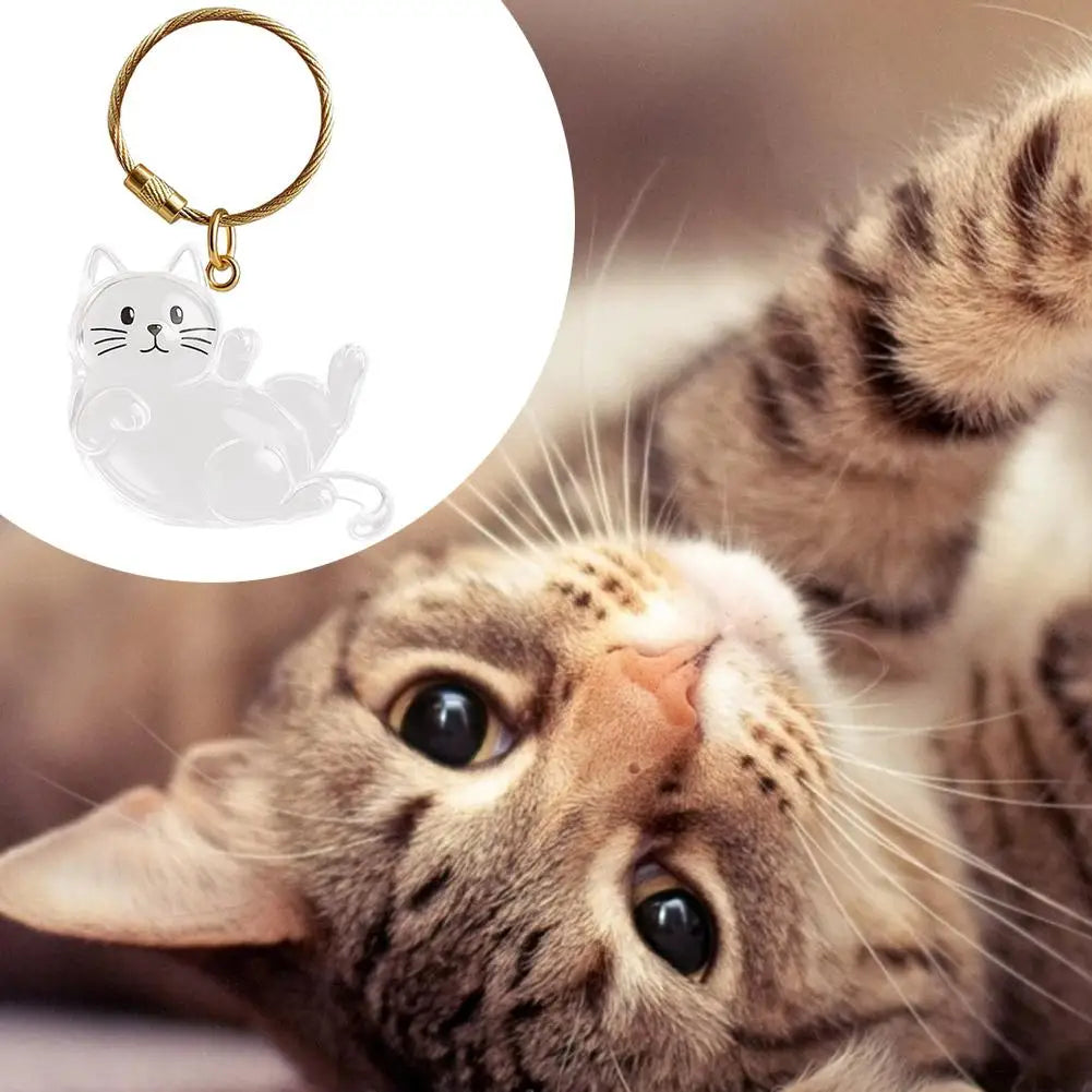 Transparent Cat Keychain Charm – Pet Hair Keepsake Storage