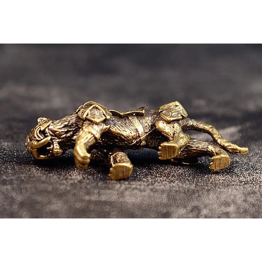 1Pcs Antique Brass Tiger Figurines Home Decor Accessories Feng Shui Lucky Animal Ornaments Desk Decoration Collectible Gifts Peaceful Pleasures Health and Wellness