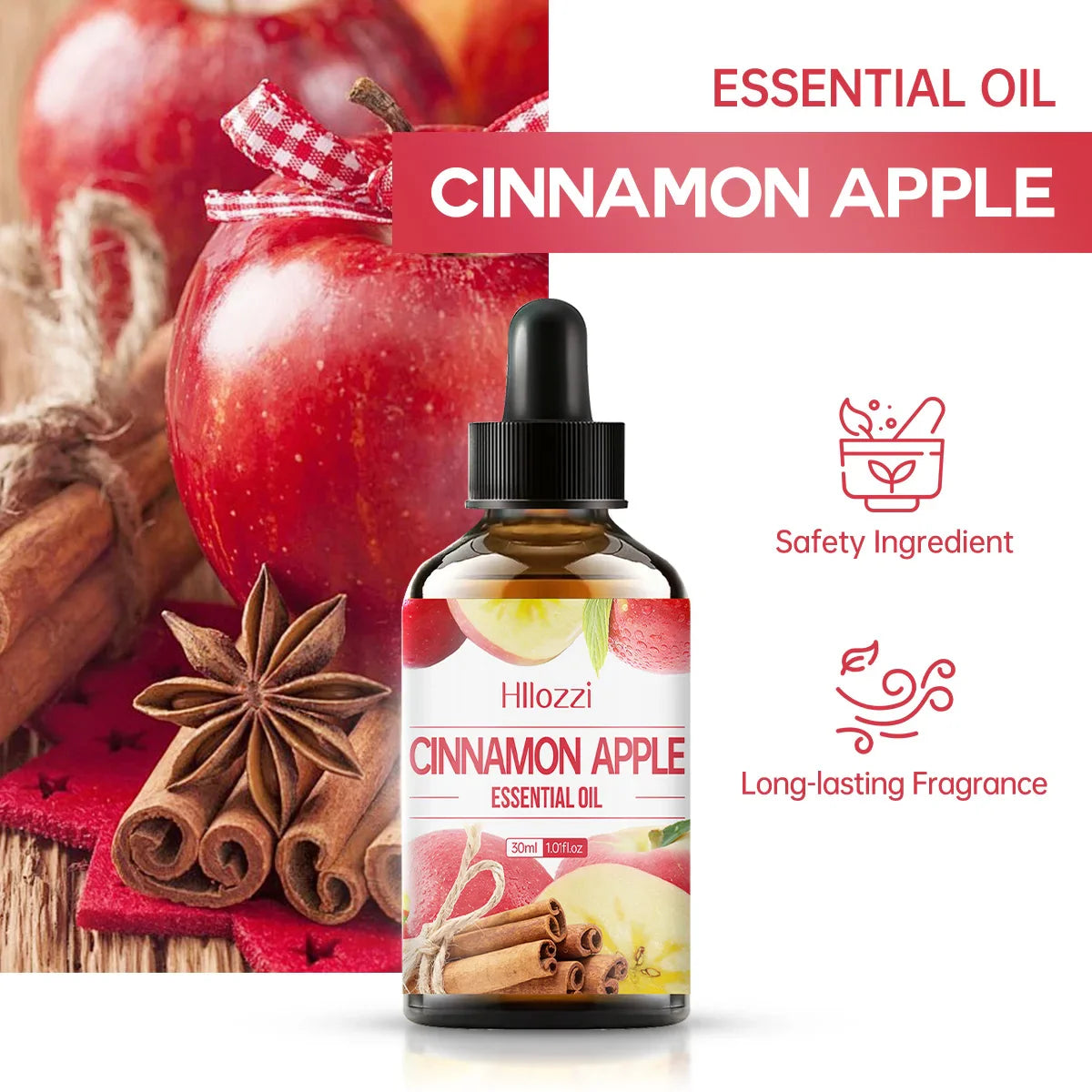 Hllozzi 30ml Cinnamon Apple Essential Oil | Aromatherapy Blend