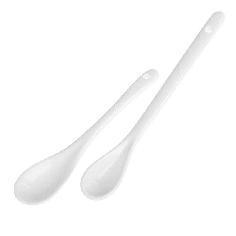 White Ceramic Porcelain Spoons – Coffee Tea Dessert Cutlery
