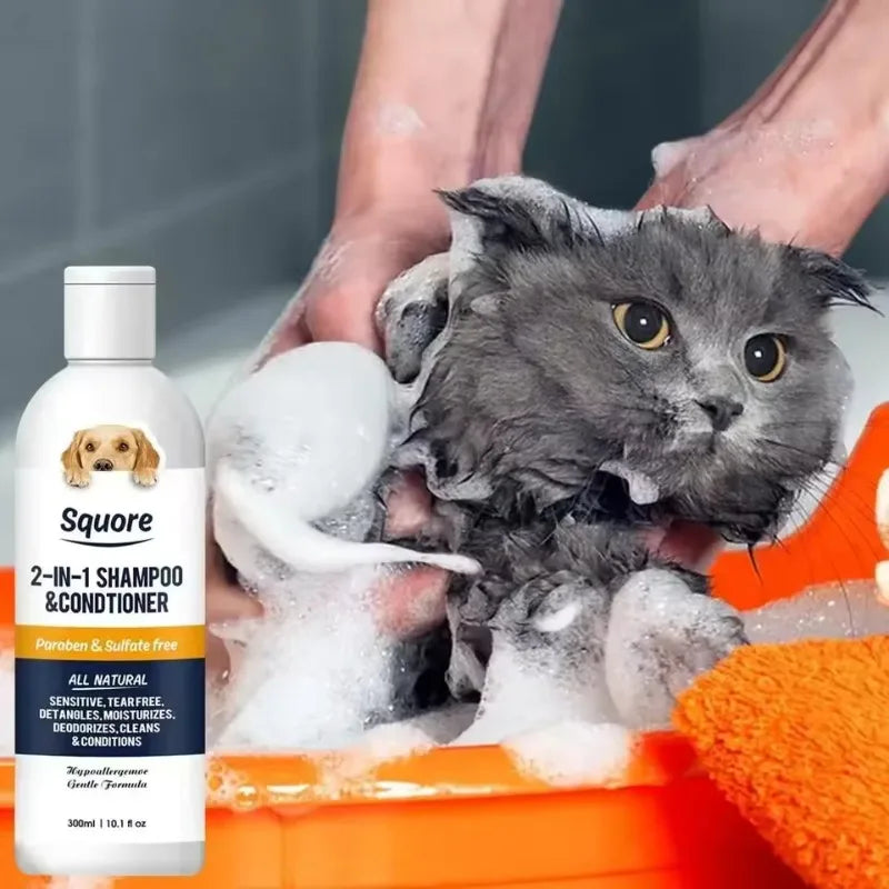 300ml Deodorizing Pet Shampoo Conditioner Natural Moisturizing Formula with PH Balance Dogs Cats Gentle Hypoallergenic Bath Foam Peaceful Pleasures Health and Wellness