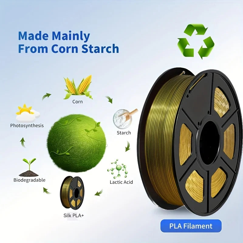 Silk Dual Color PLA Filament 1.75mm Black Gold Bicolor 250g