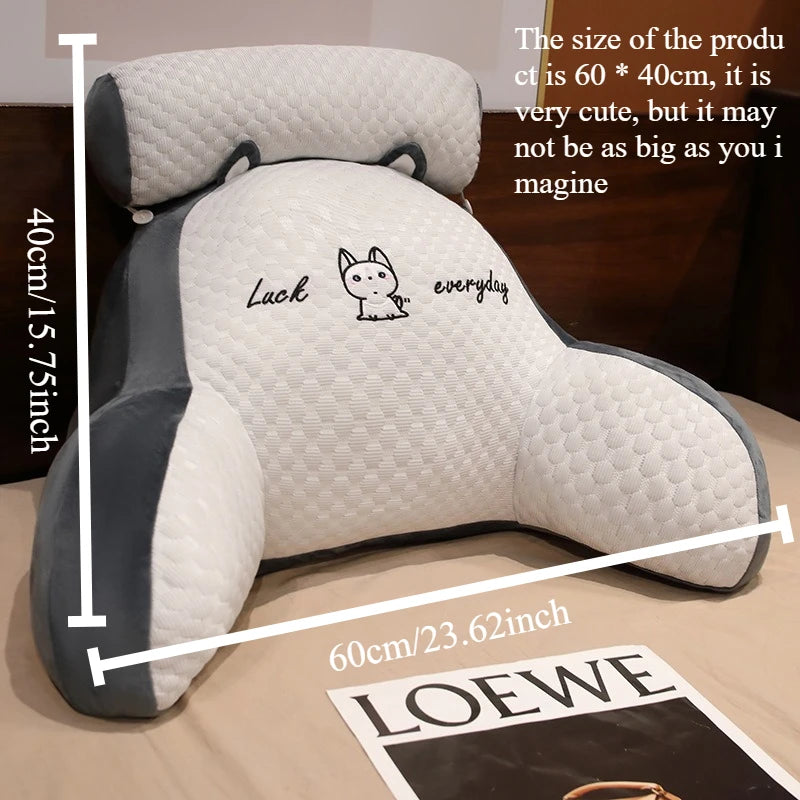 1pc Adjustable Reading Pillow Ergonomic Back Support Cushion for Bed/Sofa/Floor Gray Quilted Breathable Design Peaceful Pleasures Health and Wellness