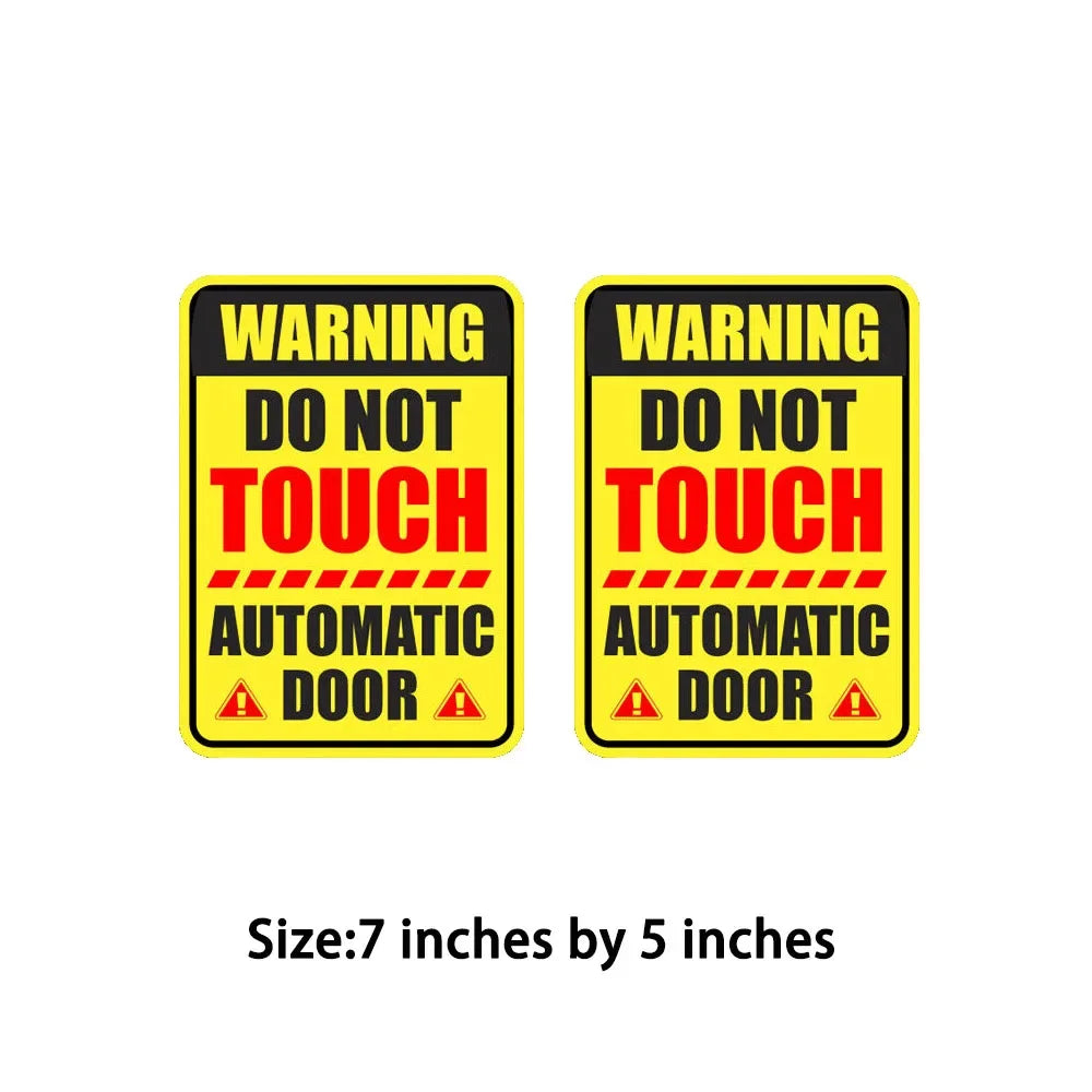 Pack of 2 7" high x 5" wide Do not touch automatic door sticker caution decal business window safety warning Peaceful Pleasures Health and Wellness