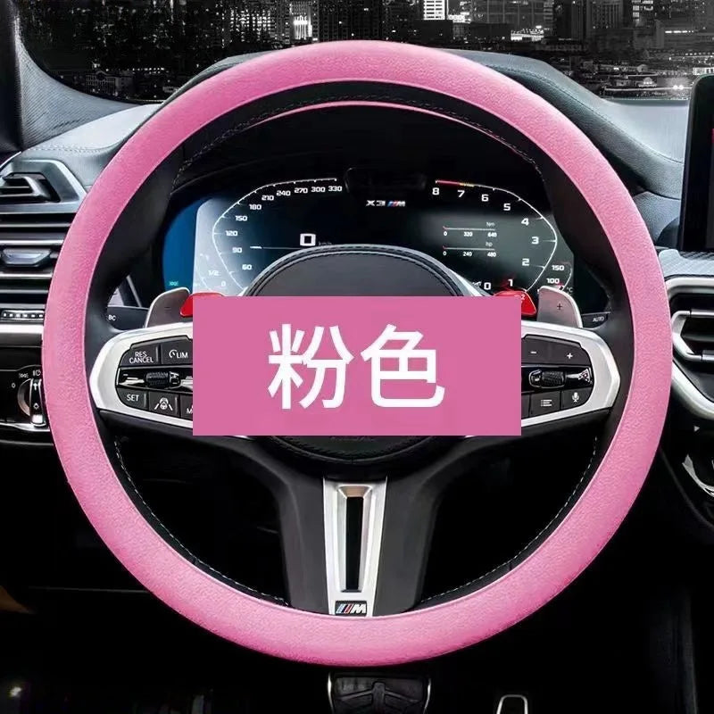 1pc Anti-Slip Silicone Steering Wheel Cover - Universal Fit, Soft & Odorless Fits 14''/15''/16'' Wheels, Durable & All-Season Peaceful Pleasures Health and Wellness Pink