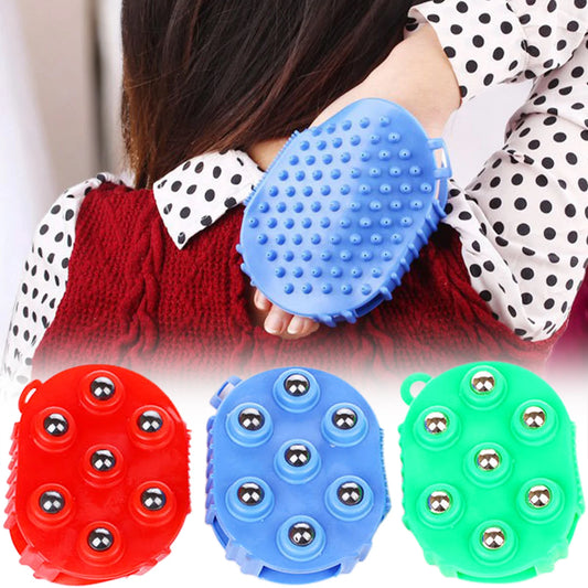 Silicone 7 Balls Body Massager Glove 360° Rotating Hand Held Massager Tools Muscle Pain Relief Relax Massager For Neck Leg Back Peaceful Pleasures Health and Wellness