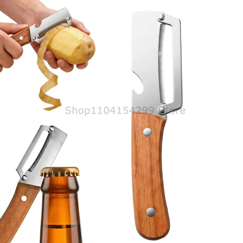 3-in-1 Vegetable Peeler & Paring Knife | Wooden Handle