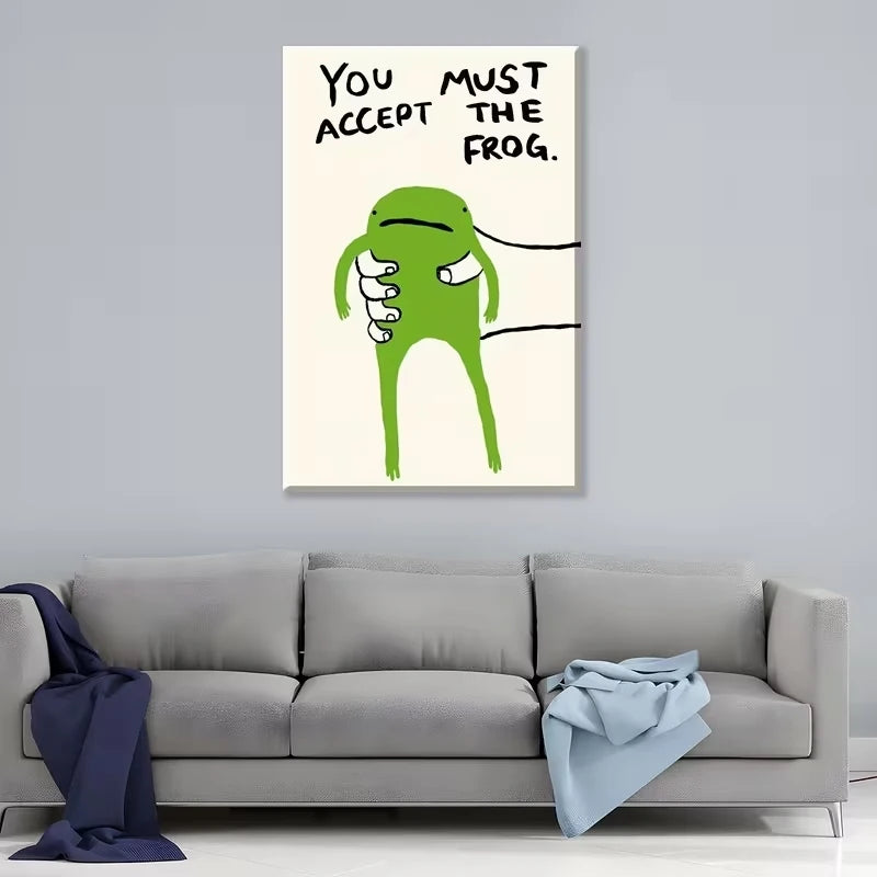Retro Funky Green Frog Canvas Wall Art Print | Home Decor