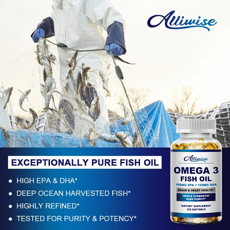 Omega 3 Fish Oil Capsules – Heart, Brain & Immune Support Dietary Supplement Peaceful Pleasures Health and Wellness