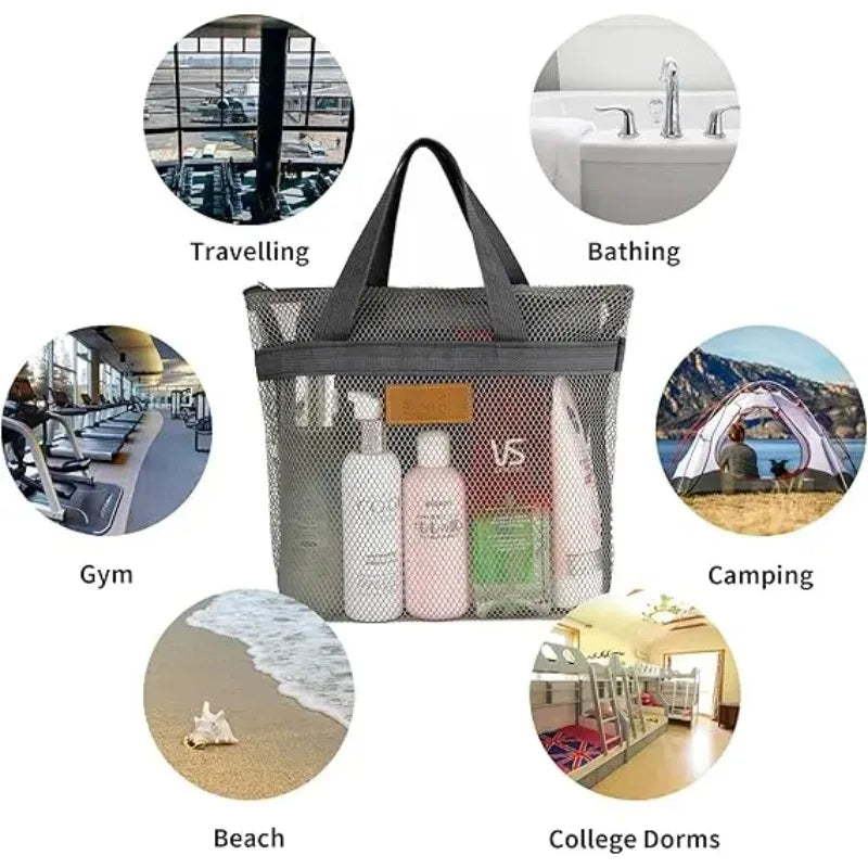 Mesh Beach Tote Bag with Zipper | Quick Dry Shoulder Bag