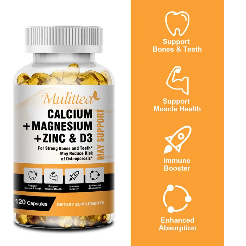 Calcium Magnesium Zinc + Vitamin D3 Capsules – Bones, Nerves & Immunity | 120 Count Peaceful Pleasures Health and Wellness