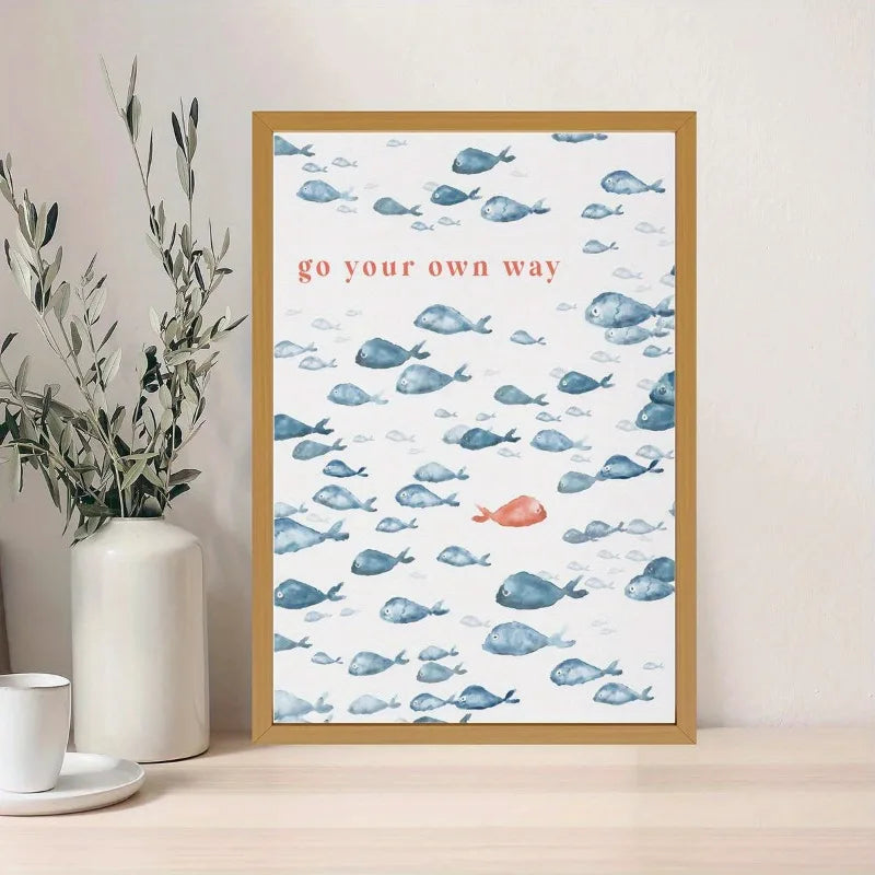Fish Pattern Canvas Poster | Nautical Coastal Wall Art Unframed Canvas Wall Poster Peaceful Pleasures Health and Wellness