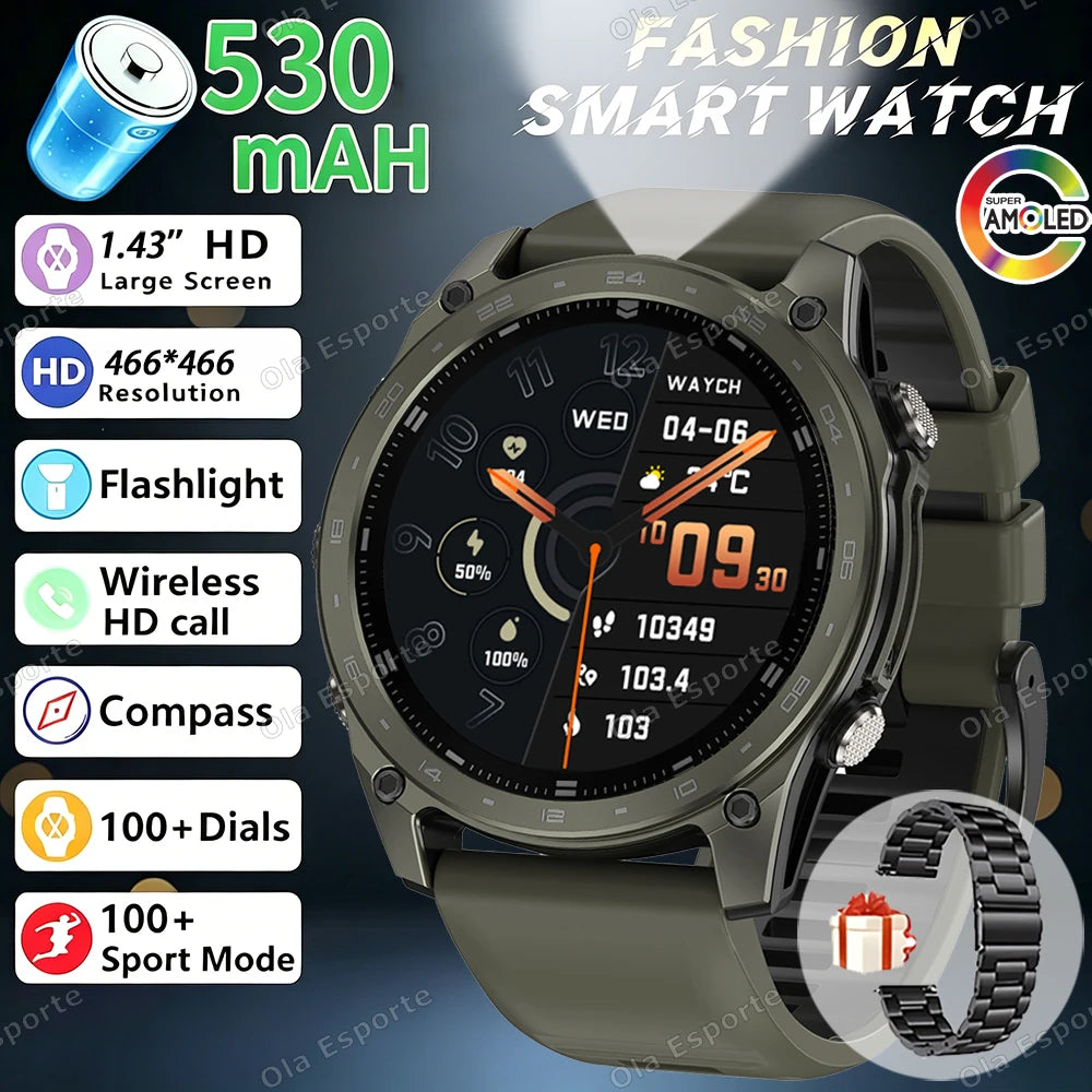 Ola Esporte HW12 Military Smart Watch | AMOLED Bluetooth Call