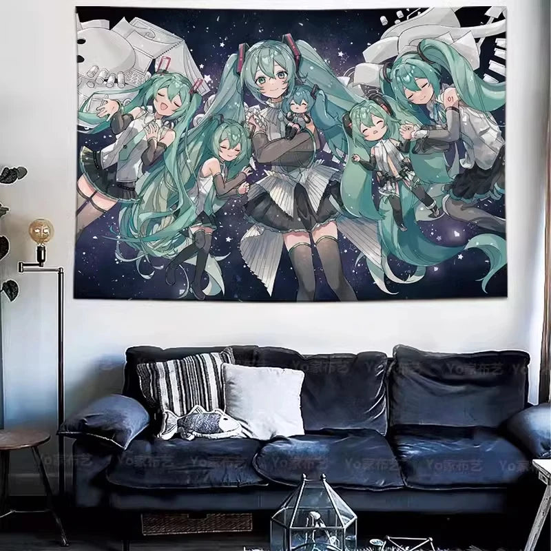 Japanese Hatsune Miku Miku Hanging Cloth Background Cloth Bedroom Room Anime Transformation Girl Heart Wall Wall Cloth Tapest Peaceful Pleasures Health and Wellness B313303 40x50cm Unframed