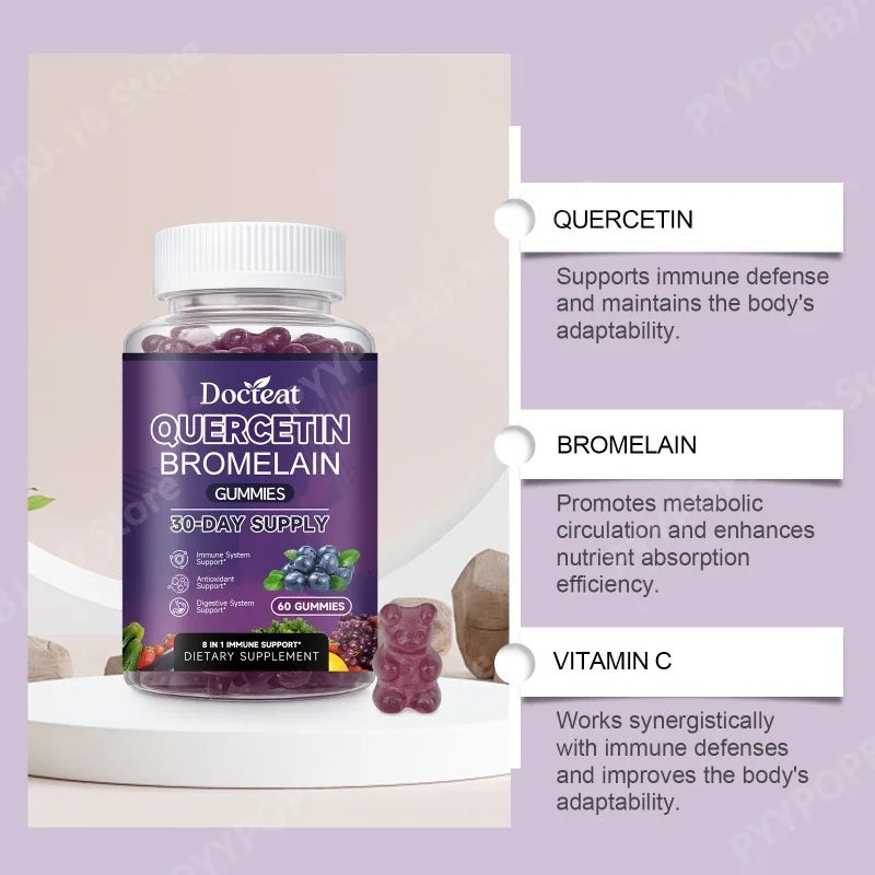 Docteat Quercetin Pineapple Bromelain Soft Candy Supplement