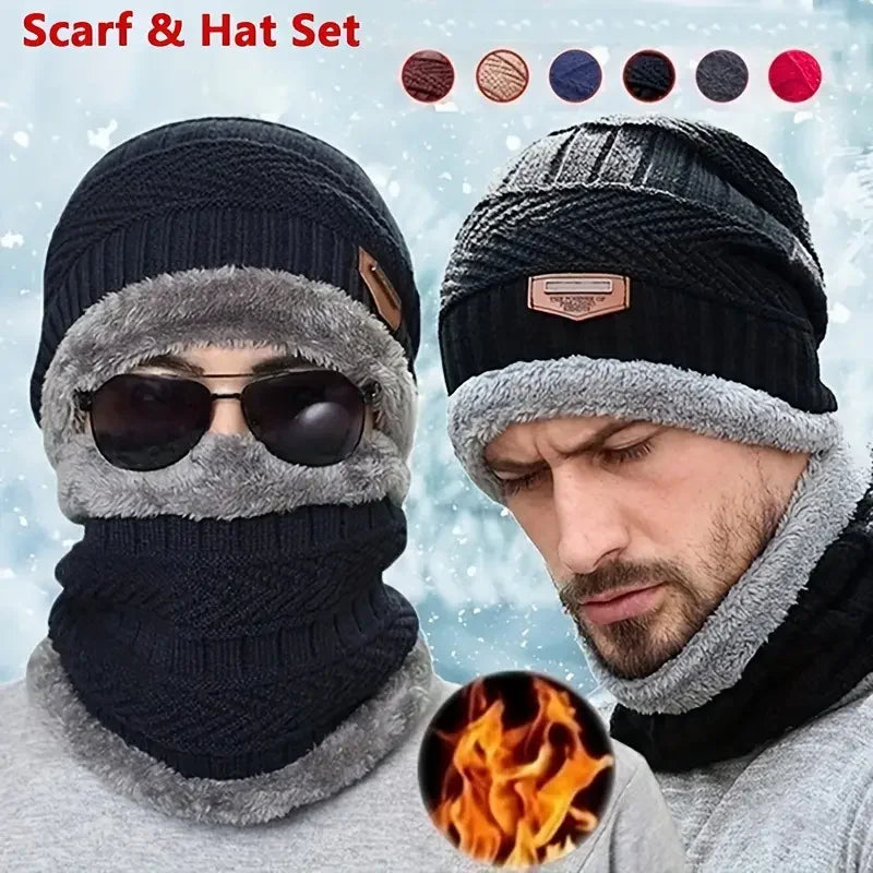 1Set Warm & Soft Winter Fleece-lined Knitted Hat, Scarves And Touch Screen Gloves 3-Piece Set ,Perfect Ear & Neck Warmer Peaceful Pleasures Health and Wellness