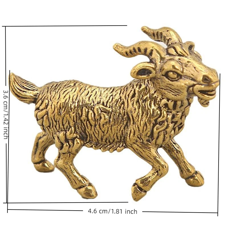 Brass Goat Figurine – Miniature Animal Tabletop Décor