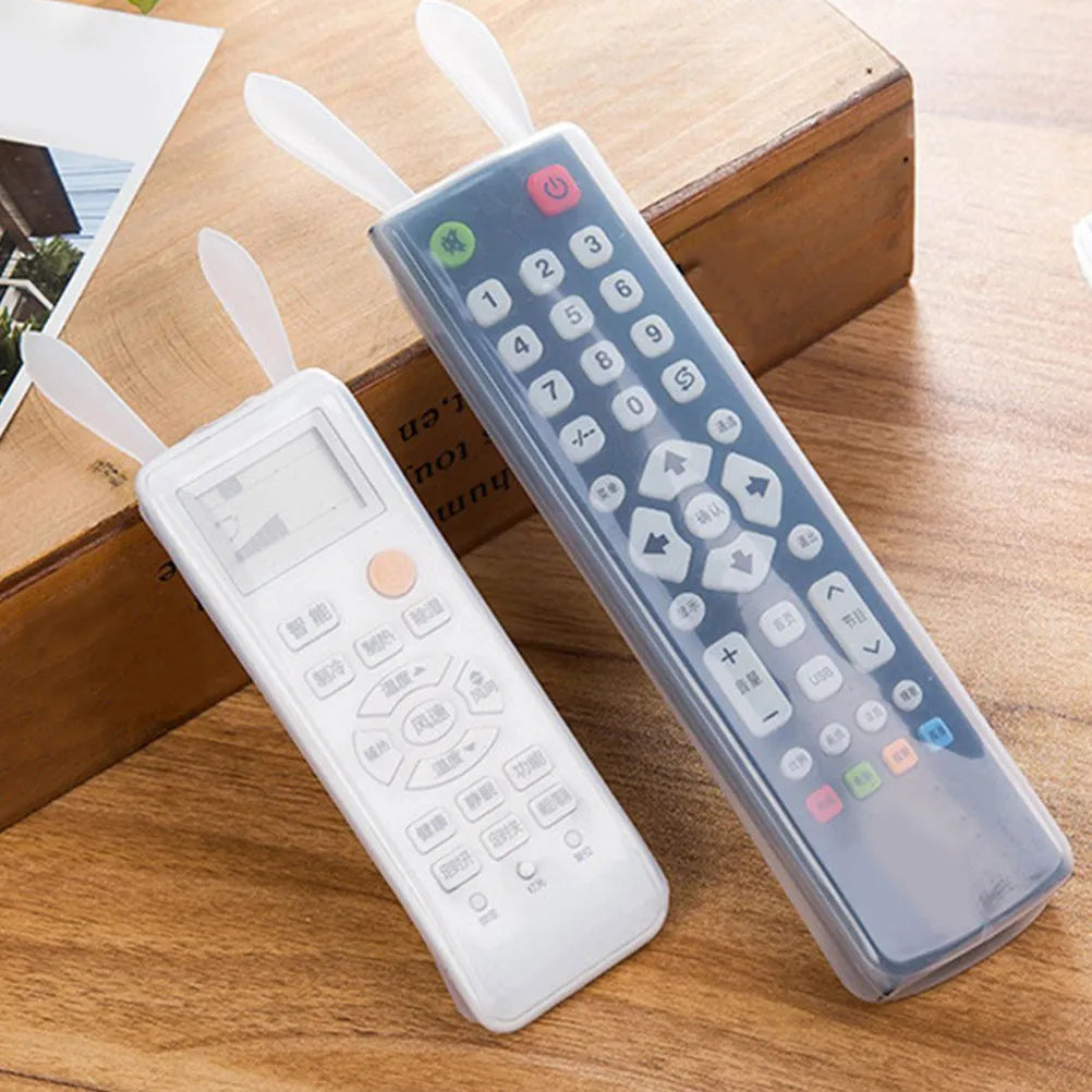 2Pcs Remote Control Cover Transparent Silicone Rabbit Ear Protector Soft Anti-Slip TV Air Conditioner Remote Sleeve Waterproof Peaceful Pleasures Health and Wellness