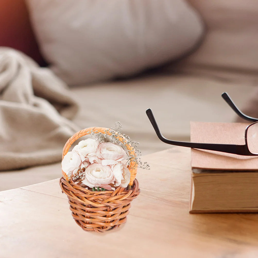 12pcs Mini Woven Basket Flower Storage Basket Dollhouse Flower Basket Small Easter Candy Gift Container Party Favor Decor Box Peaceful Pleasures Health and Wellness