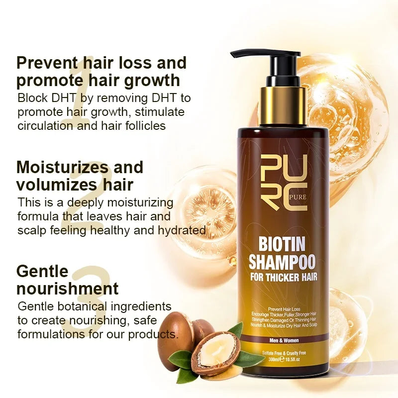 PURC Biotin Hair Growth Shampoo, Conditioner & Oil Set
