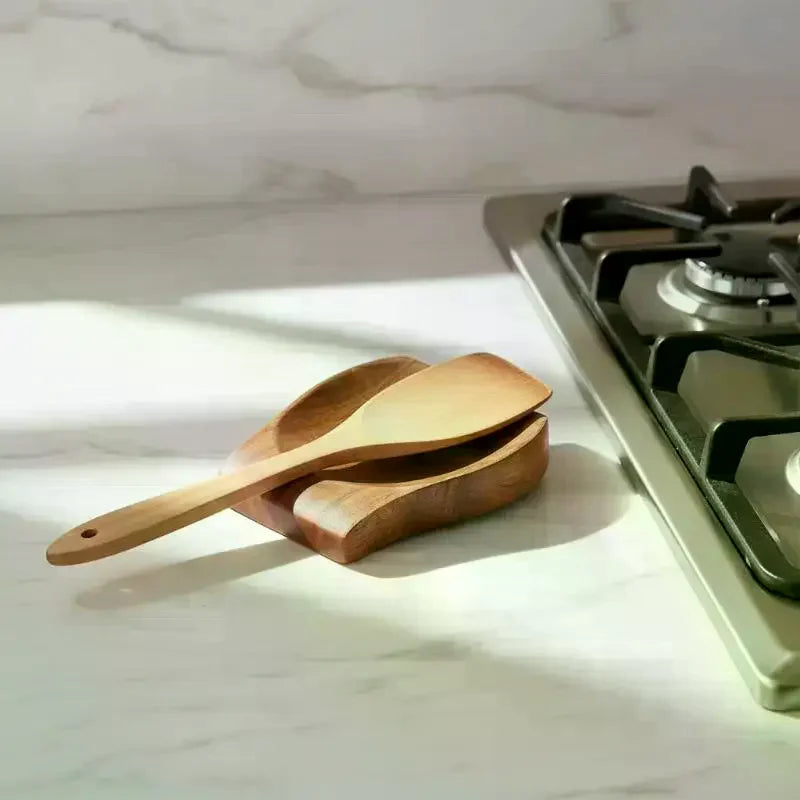 Wooden Spoon Rest with Groove Design | Eco-Friendly Kitchen Tool Wooden Spoon Rest Peaceful Pleasures Health and Wellness