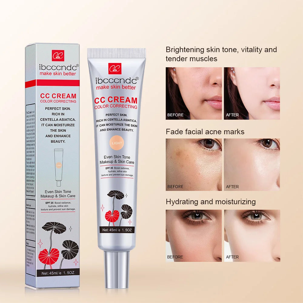 Color Correcting CC Cream Moisturizing Waterproof Anti-sweat Makeup Before Concealer Lasting Women Makeup Change CC Cream Peaceful Pleasures Health and Wellness