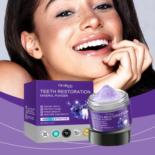 Oralhoe Purple Teeth Whitening Mineral Powder | Stain Remover Whitening Toothpaste Peaceful Pleasures Health and Wellness
