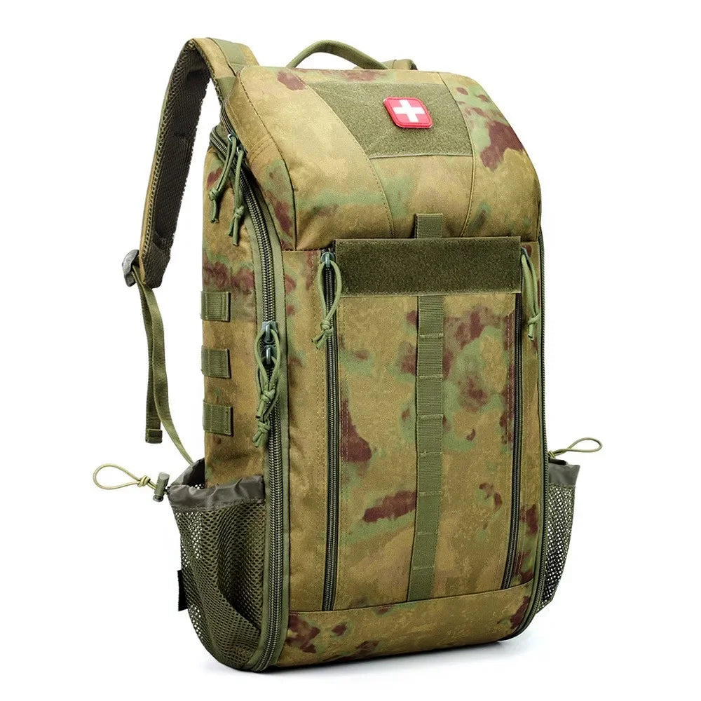 Tactical Outdoor Medical Backpack Large Capacity Camping Mountaineering Backpack Emergency Bag Multi-functional Storage Bag Peaceful Pleasures Health and Wellness RuinsGreen