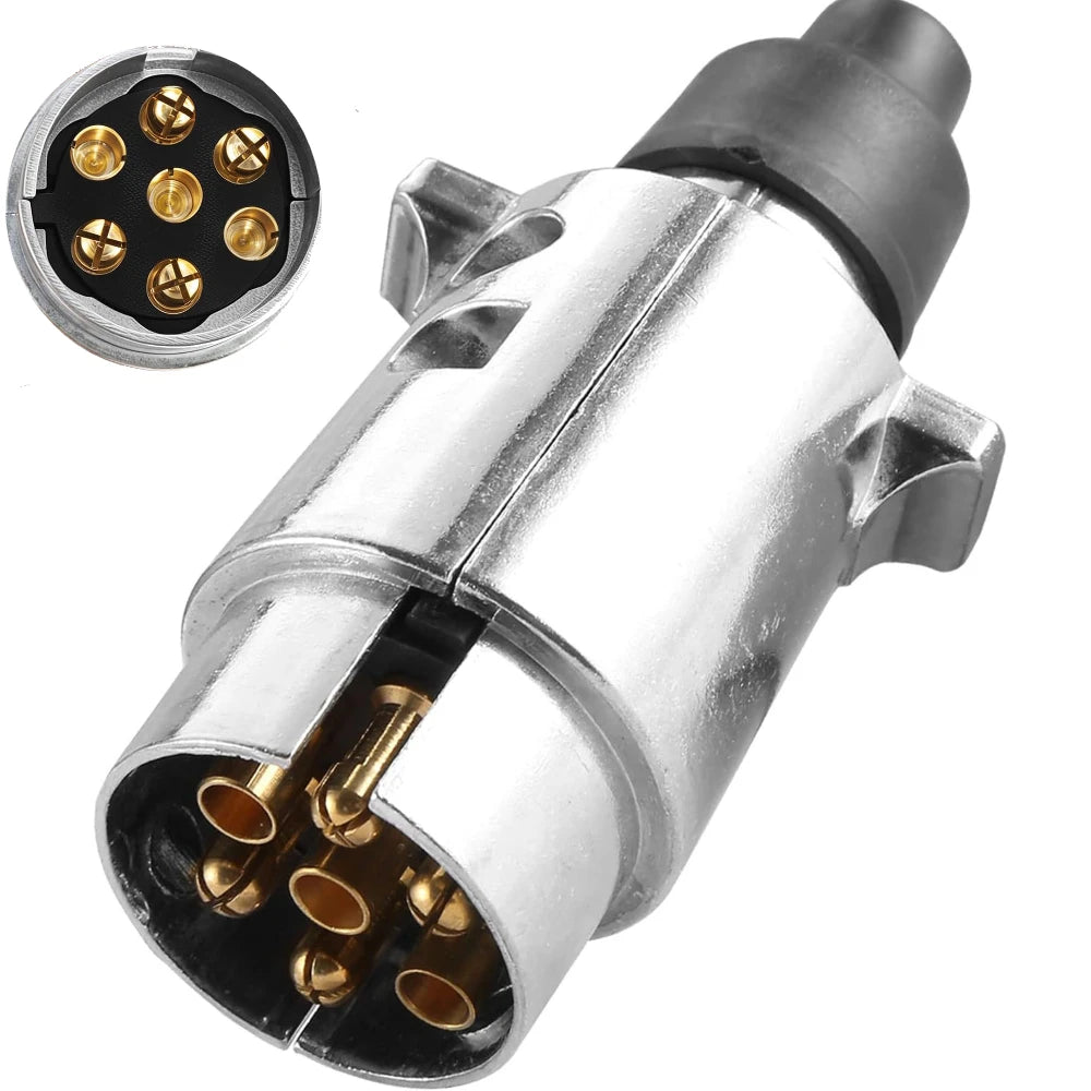 12V 7 Way / 13Way Round Standard European Car Plug Connector Car Trailer 7/13 Pin RV Socket Plugs for Trailers Peaceful Pleasures Health and Wellness 12V 7Pin 1