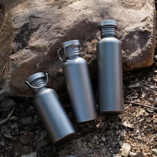500/600/750ML Titanium Water Bottle Outdoor Camping Supplies Tourism Sports Cycling Hiking Camping Water Bottle with Cup Sleeve Peaceful Pleasures Health and Wellness
