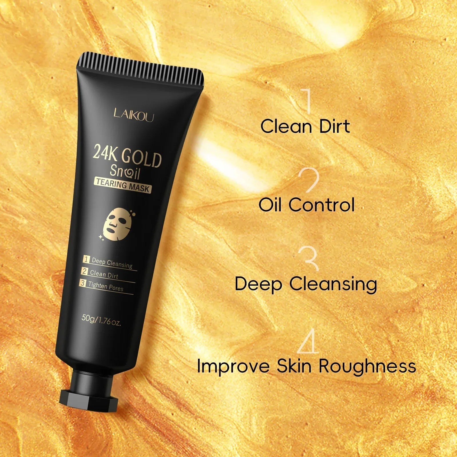 LAIKOU 24K Gold Snail Collagen Peel-Off Face Mask 50g Peaceful Pleasures Health and Wellness