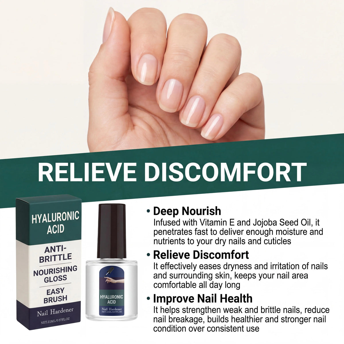 Plant-Based Nail Hardener Repair Nails Gloss Help Enhance Growth Nails Strengthener Protect Hand Foot Thin Nail Treatment Drops Peaceful Pleasures Health and Wellness
