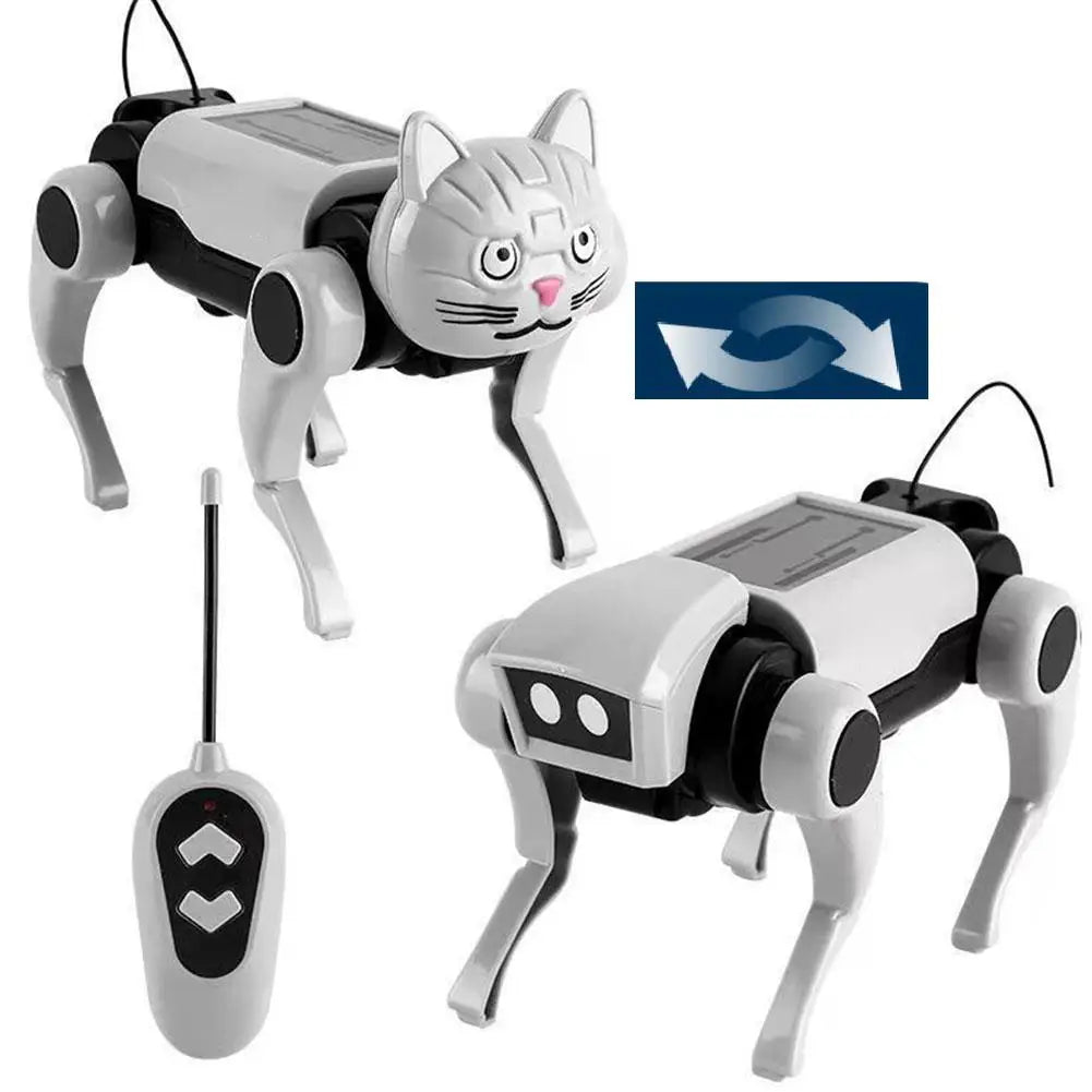 2 In 1 DIY Remote Control Robot Toy Assembling Mechanical Dog or Cat Animals Educational Toys Smart Robot Toy Gift for Children Peaceful Pleasures Health and Wellness