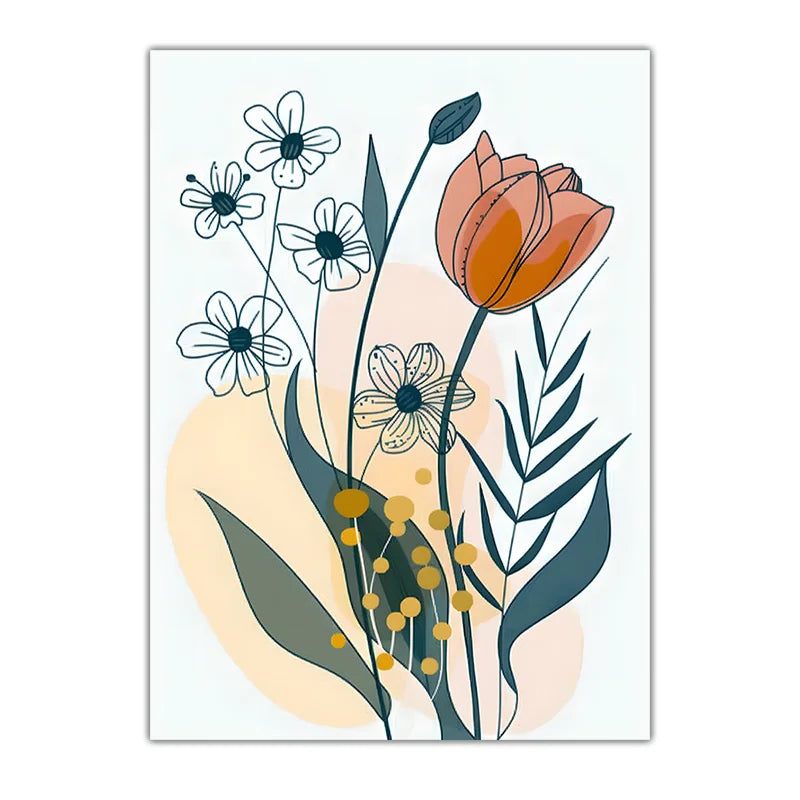 Botanical Flower Canvas Wall Art | Nordic Minimalist Print Canvas Wall Art Peaceful Pleasures Health and Wellness 03 50x70cm NoFrame China Mainland