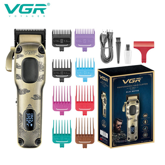 VGR new metal retro hair clipper intelligent LED digital display powerful power hair trimmer hair salon home push shear V-027 Peaceful Pleasures Health and Wellness V-027