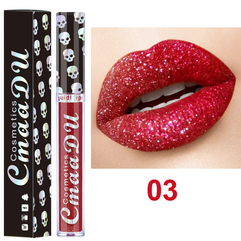 CmaaDu 8-Color Diamond Shimmer Lip Gloss – Waterproof & Long-Lasting