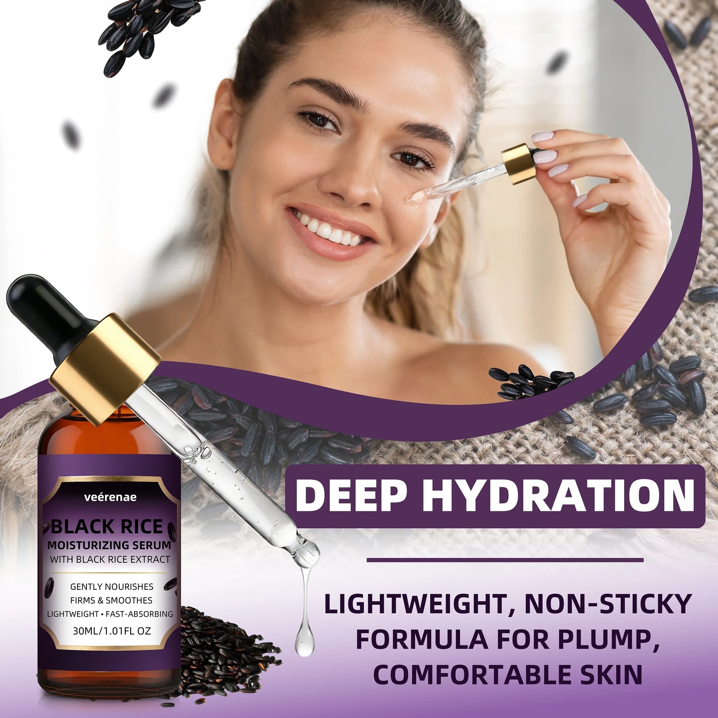 Veérenae Black Rice Moisturizing Face Serum – All Skin Types