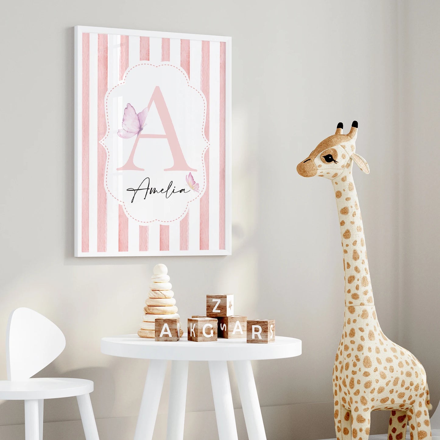 3-Piece Personalized Bow Rabbit Canvas Wall Art | Kids Room