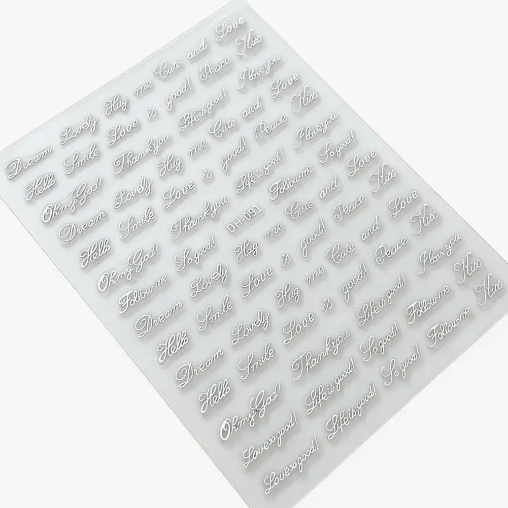 3D English Alphabet Nail Stickers – Metallic Gold & Silver Decals