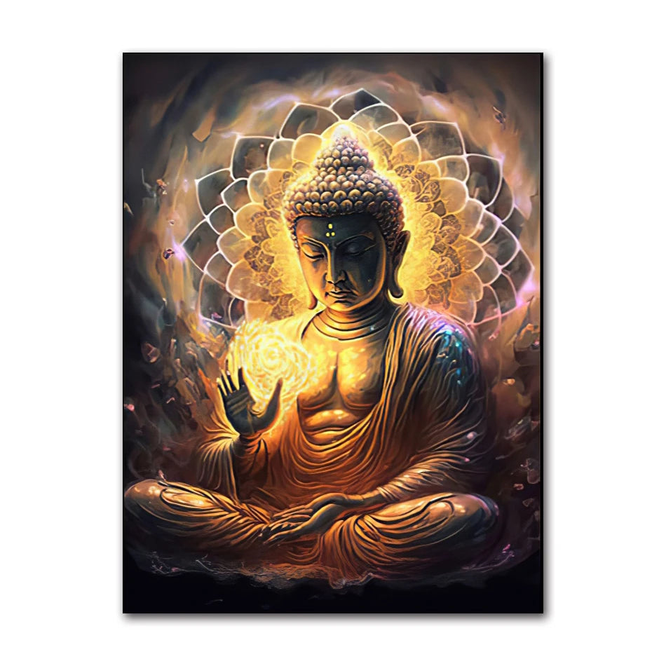 HD Buddha Canvas Wall Art | Zen Statue Print for Living Room