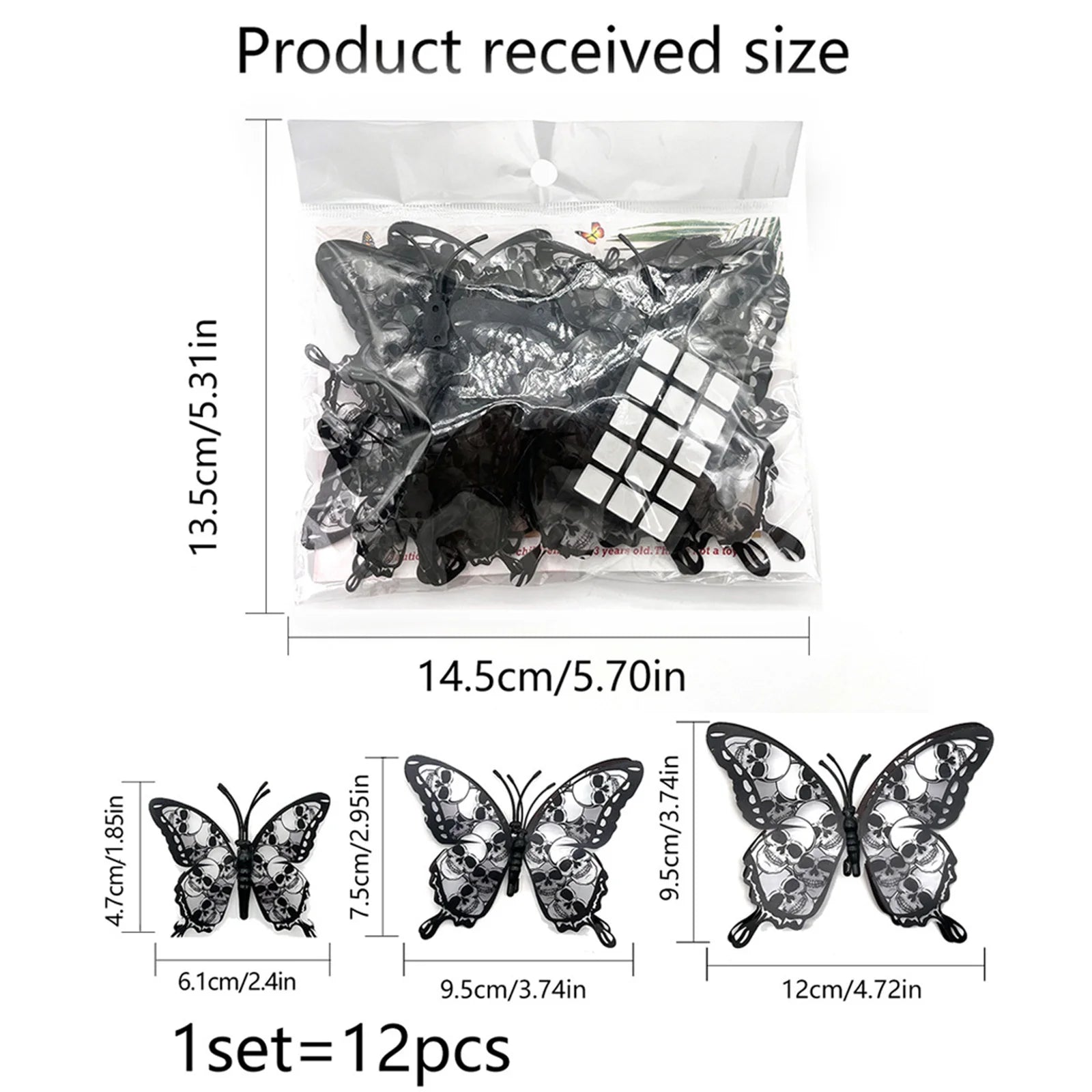 12pcs Halloween Butterflies Stickers Butterflies & Skull Gothic Wall Art for Halloween Party & Home Peaceful Pleasures Health and Wellness