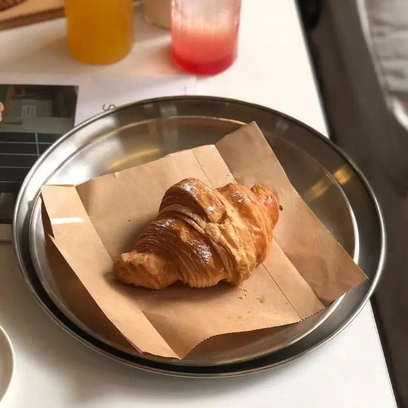 Stainless Steel Round Serving Tray | Rustproof, 6 Sizes