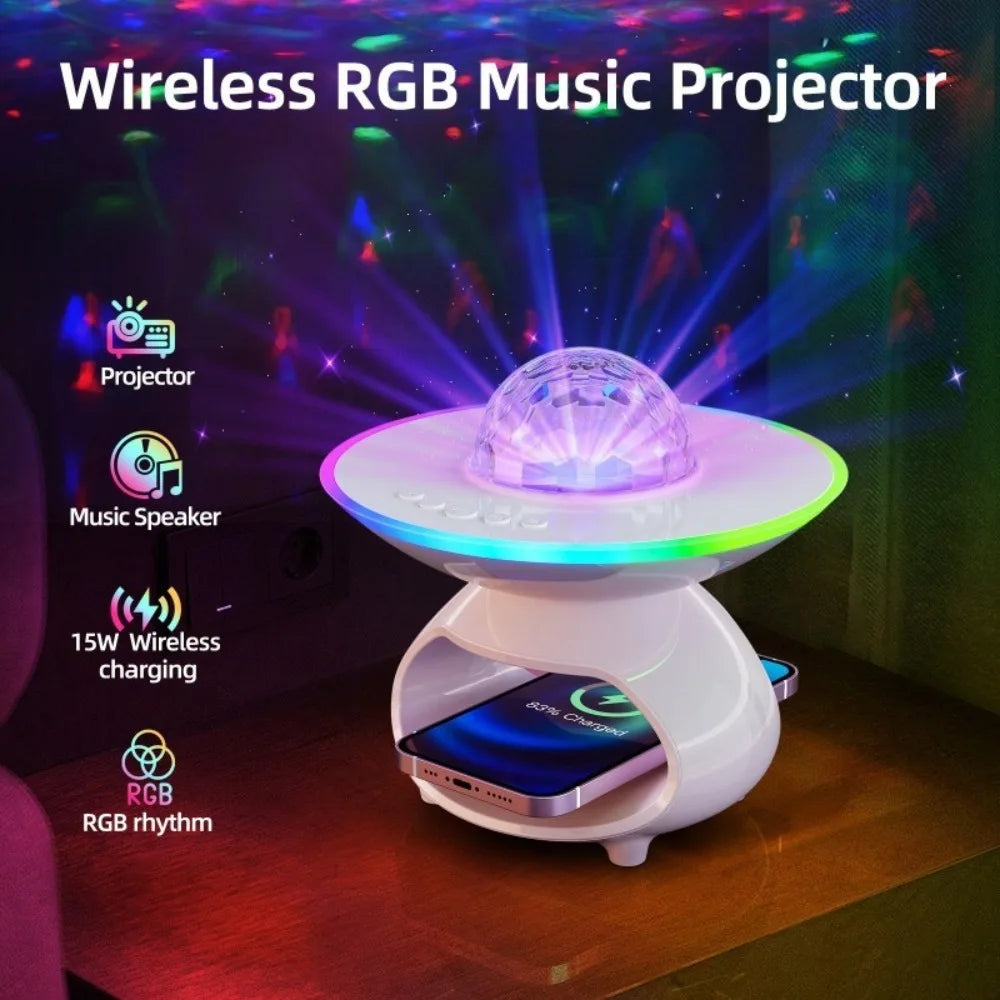 RTONTR Wireless Charging Night Light Desk Lamp with Projection