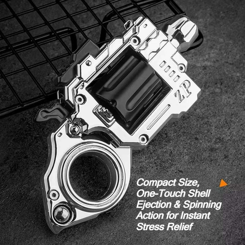 EDC Fidget Toy Alloy Revolver Ring Gun Fun Shooting Stress Relief Mini Metal Collectible Gun Model Fidget Spinner Boys Gifts Peaceful Pleasures Health and Wellness
